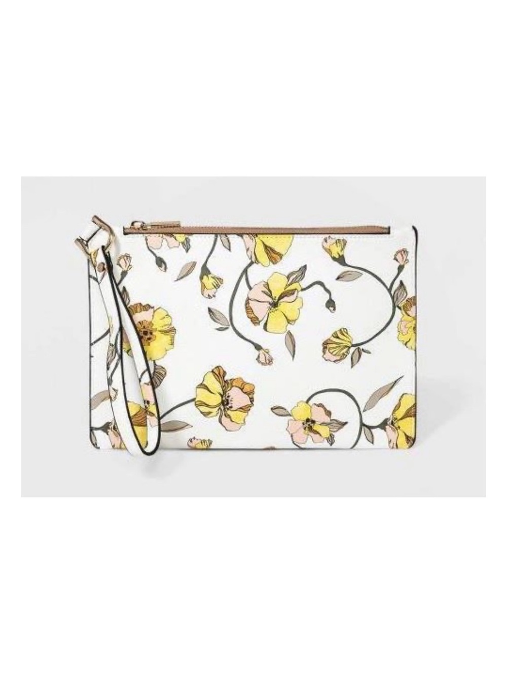 a new day White Floral Wristlet with Yellow Accents